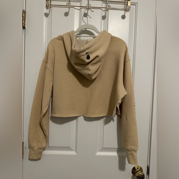 Kimchi blue tan cropped embroidered sweater hoodie - Picture 3 of 6